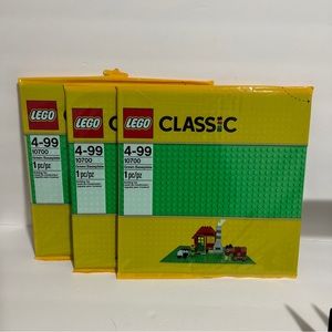 (3 pack )LEGO Stud 10 x 10 Inch Stackable Building Baseplate, Green